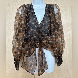 NWT ZARA Printed Organza Blouse Size M